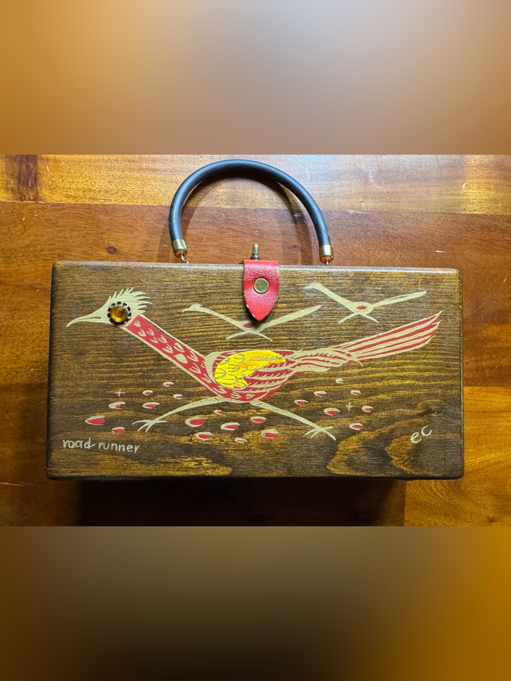 vintage 1960s Enid Collins of Texas "Road Runner II" wooden box bag Collectors